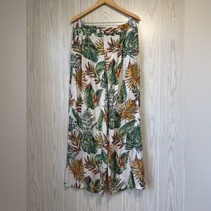 Milk & Honey Tropical Leaf Wide Leg Pants Size XL EUC